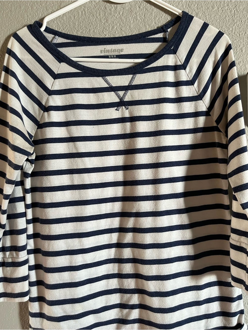 Old Navy Navy and White Striped Long Sleeve Tee